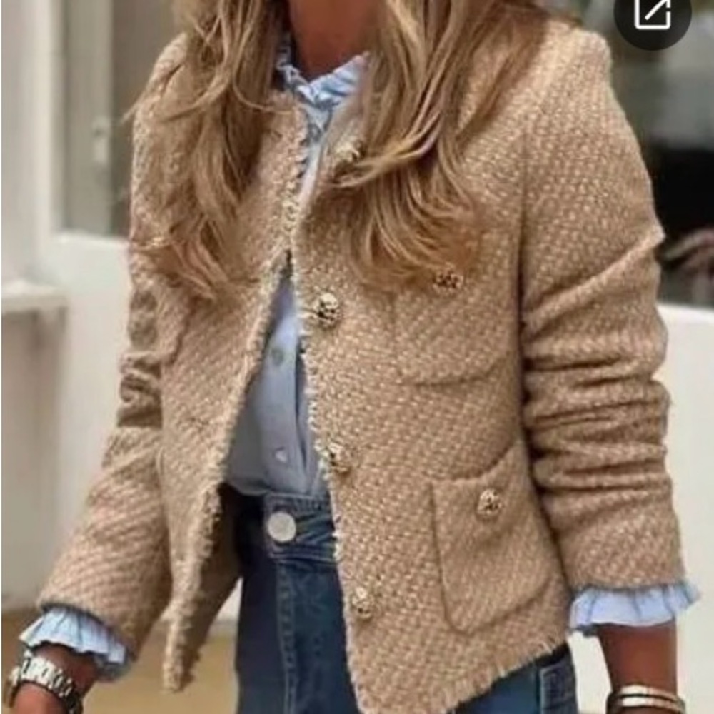 Zara Women's Beige Tweed Blazer